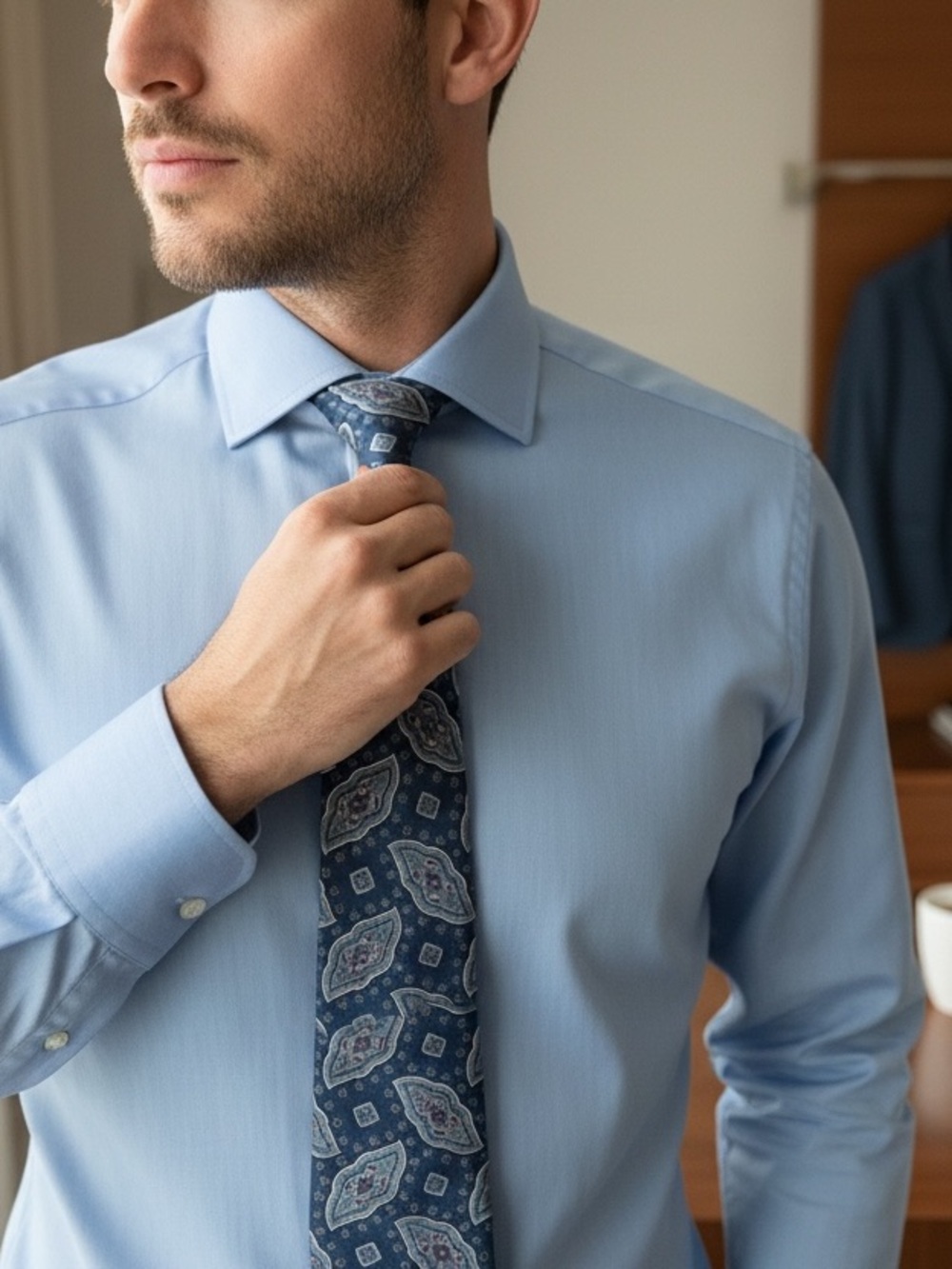Navy Paisley Men's Silk Tie - Blue